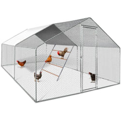 Enclos poulailler 12 m² 4x3 m avec grand perchoir 4 niveaux en bois acier galvanisé