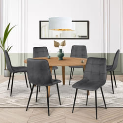IDMARKET Lot de 6 chaises de salle à manger MILA en velours gris