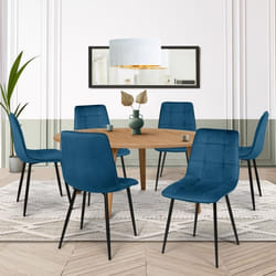 IDMARKET Lot de 6 chaises de salle à manger MILA en velours bleu