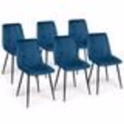IDMARKET Lot de 6 chaises MILA en velours bleu pour salle à manger