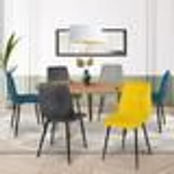 IDMARKET Lot de 6 chaises MILA en velours mix color bleu x2 gris foncé x2 gris clair jaune