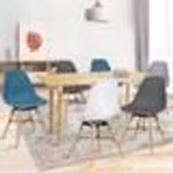 IDMARKET Lot de 6 chaises SANDRA mix color blanc gris clair gris foncé x2 bleu canard x2