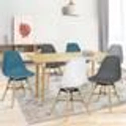 IDMARKET Lot de 6 chaises SANDRA mix color blanc gris clair gris foncé x2 bleu canard x2
