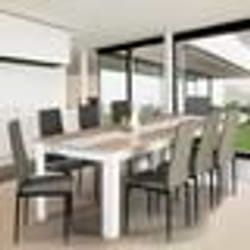 IDMARKET Table à manger rectangle GEORGIA 8 personnes blanche et imitation hêtre 160 x 90 cm