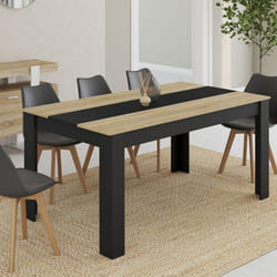 Table à manger rectangle fixe - IDMARKET - GEORGIA - Noir et bois - 8 personnes - 160 cm