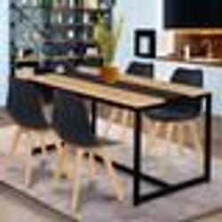 IDMARKET Table à manger rectangle DOVER 6 personnes bande centrale noire design industriel 120 cm