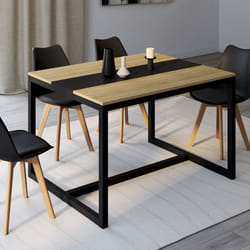 Table à manger rectangle fixe - IDMARKET - DOVER - Bois et noir - 6 personnes - 120 cm