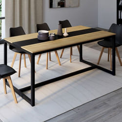 Table à manger rectangle fixe - IDMARKET - DOVER - Bois et noir - 8 personnes - 180 cm