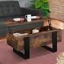 IDMARKET Table basse plateau relevable rectangulaire PHOENIX bois effet vieilli et noir