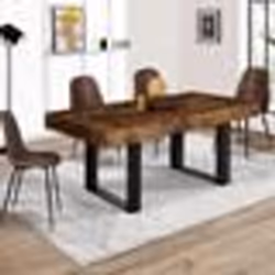 IDMARKET Table à manger rectangle PHOENIX 6 personnes bois effet vieilli et noir 160 cm