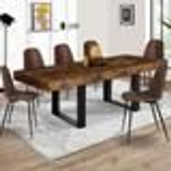 IDMARKET Table à manger extensible rectangle PHOENIX 4-8 personnes bois effet vieilli et noir 160-200 cm