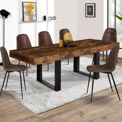 Table à manger rectangle extensible - IDMARKET - PHOENIX - Bois vieilli et noir - 4-8 personnes - 160-200 cm