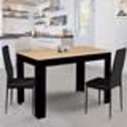 IDMARKET Table à manger rectangle ROZY 6 personnes noire plateau façon hêtre 110 cm