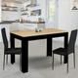 IDMARKET Table à manger rectangle ROZY 6 personnes noire plateau façon hêtre 110 cm