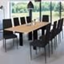 IDMARKET Table à manger extensible rectangle DONA 4-10 personnes noir plateau façon hêtre 110-220 cm