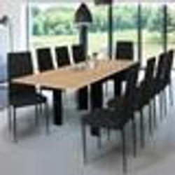 IDMARKET Table à manger extensible rectangle DONA 4-10 personnes noir plateau façon hêtre 110-220 cm