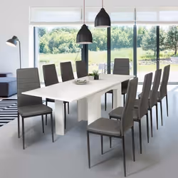 IDMARKET Table à manger extensible rectangle DONA 4-10 personnes blanche 110-220 cm