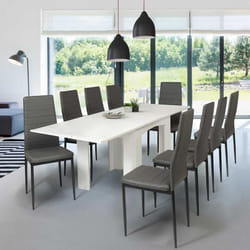 IDMARKET Table à manger extensible rectangle DONA 4-10 personnes blanche 110-220 cm