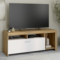 ID MARKET meuble tv MALO 1 porte 110 cm bois clair à poser