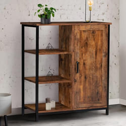 IDMARKET Buffet dappoint 3 étagères et placard 70 cm DAYTON effet vieilli design industriel