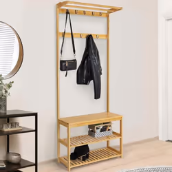 IDMARKET Vestiaire dentrée bambou LANA portant à vêtements et chaussures
