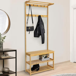 IDMARKET Vestiaire dentrée bambou LANA portant à vêtements et chaussures