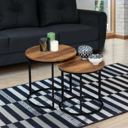 Market Tables basses gigognes HAWKINS rondes bois foncé