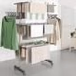 IDMARKET Séchoir à linge vertical pliable 3 niveaux MAXIMA capacité 25M avec cintres et pinces et gris