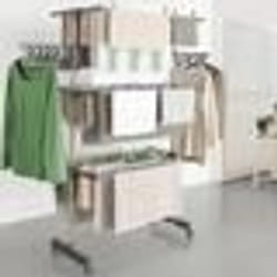 IDMARKET Séchoir à linge vertical pliable 3 niveaux MAXIMA capacité 25M avec cintres et pinces et gris