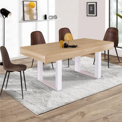 Table à manger rectangle fixe - IDMARKET - PHOENIX - Bois et blanc - 6 personnes - 160 cm