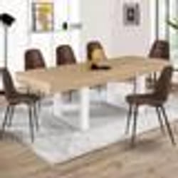 IDMARKET Table à manger rectangle PHOENIX 8 personnes bois et blanc 200 cm