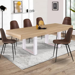 Table à manger rectangle fixe - IDMARKET - PHOENIX - Bois et blanc - 8 personnes - 200 cm