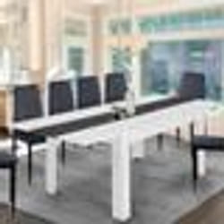 IDMARKET Table à manger extensible rectangle GEORGIA 6-10 personnes blanche et grise 140-220 x 90 cm