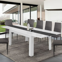 Table à manger rectangle extensible - IDMARKET - GEORGIA - Blanc et gris - 6-10 personnes - 140-220 cm