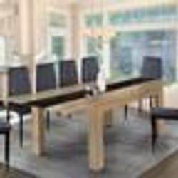 IDMARKET Table à manger extensible rectangle GEORGIA 6-10 personnes imitation hêtre et noire 140-220 x 90 cm