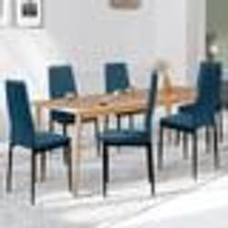 IDMARKET Lot de 6 chaises JULIA en velours bleu pour salle à manger