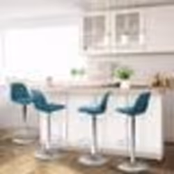 IDMARKET Lot de 4 tabourets de bar KARL design bleu canard