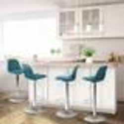 IDMARKET Lot de 4 tabourets de bar KARL design bleu canard