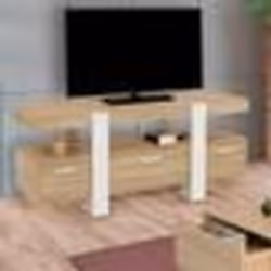 IDMARKET Meuble TV 116 cm PHOENIX avec tiroirs bois et blanc
