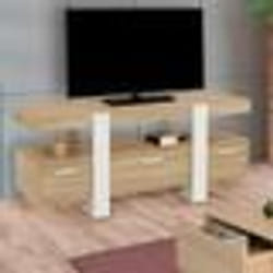 IDMARKET Meuble TV 116 cm PHOENIX avec tiroirs bois et blanc