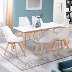 IDMARKET Ensemble table à manger extensible INGA 160-200 cm et 6 chaises SARA blanches design scandinave