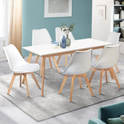 IDMARKET Ensemble table à manger extensible INGA 160-200 cm et 6 chaises SARA blanches design scandinave