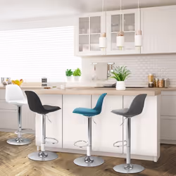 IDMARKET Lot de 4 tabourets de bar KARL mix color gris foncé bleu canard blanc et noir