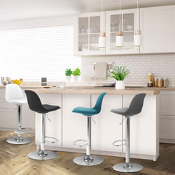 IDMARKET Lot de 4 tabourets de bar KARL mix color gris foncé bleu canard blanc et noir
