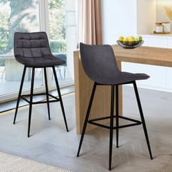 IDMARKET Lot de 2 tabourets de bar MADY en velours gris foncé