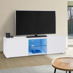 ID MARKET meuble tv ELI 2 portes 113 cm blanc à poser