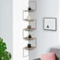 IDMARKET Etagère murale dangle ISA 5 niveaux bois et métal design industriel