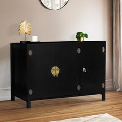 ID MARKET buffet  3 portes 110 cm Moderne bois et noir