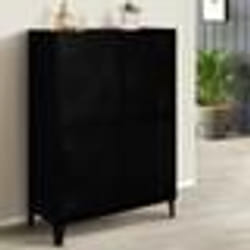 IDMARKET Armoire ESTER 4 portes métal noir design industriel