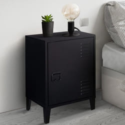 IDMARKET Table de chevet ESTER 1 porte métal noir design industriel